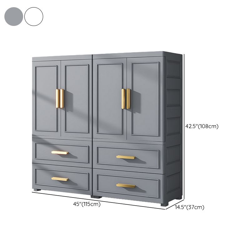 Modern Style Plastic Kids Closet Bedroom Armoire Cabinet with Door