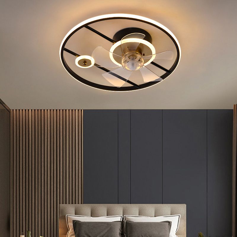 Modern Style LED Ceiling Fan Light Creative Linear Flush Mount Light for Living Room