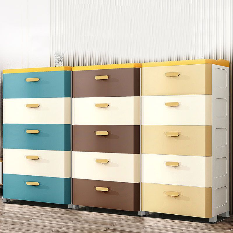 Modern Chest Nursery Dresser Plastic Kids Nightstand with 5 Drawers