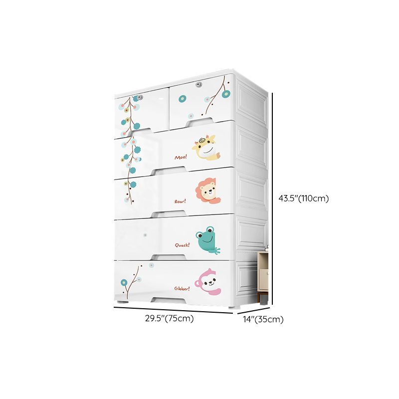 Plastic Kids Closet Modern Style Armoire Cabinet with 6 Drawers