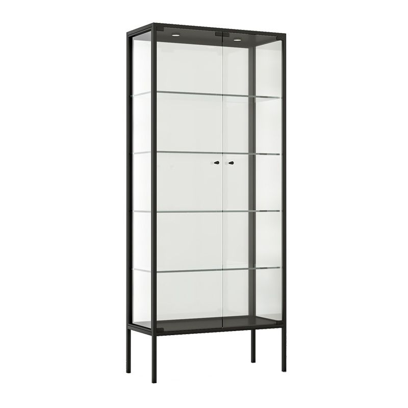 Glam Curio Cabinet Metal Glass Doors Buffet Cabinet for Living Room