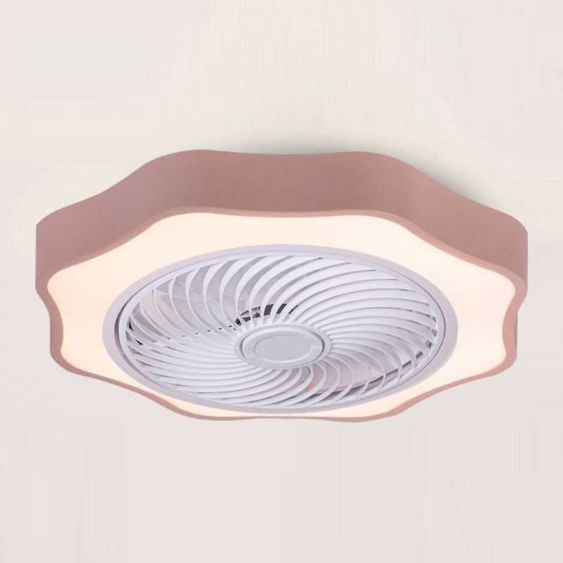 Accesorio de iluminación del ventilador de techo de metal floral lámpara de montaje semi rascilla de estilo LED para dormitorio