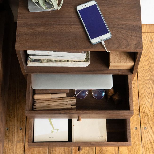 Traditional Drawers Included Accent Table Nightstand 24" Tall with Legs