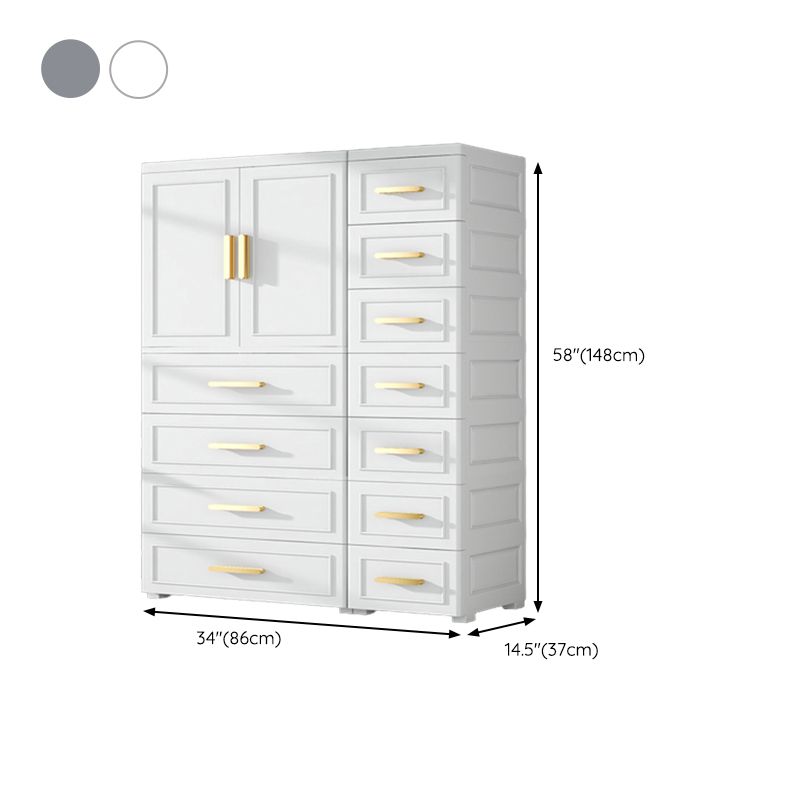 Modern Matte Bedroom Armoire Glossy Plastic Coat Locker with Doors