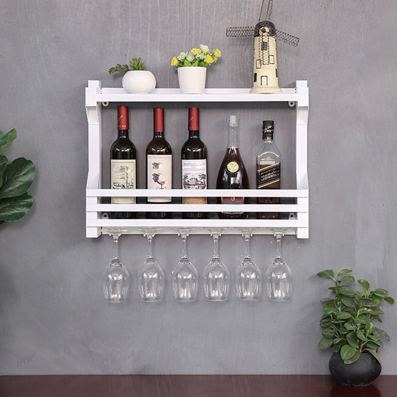 Iron Wall Mounted Modern Wine Rack Wine Rack in Brown with Storage