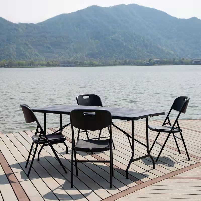 Plastic Outdoor Camping Table Contemporary Patio Table with Metal Frame