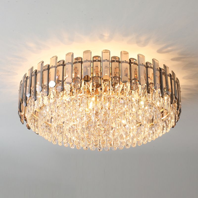 Modern Ceiling Lamp Household Flush Mount Light Fixture with Crystal Shade for Bedroom