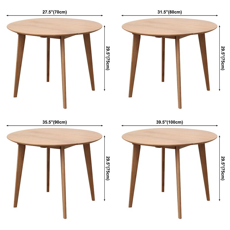 Contemporary Round Dining Room Table Oak Solid Wood Table for Home Use