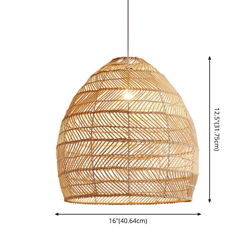 Bamboo Allonated Dome Pending Lighting Fixture Asia Style Beige suspendu luminaire