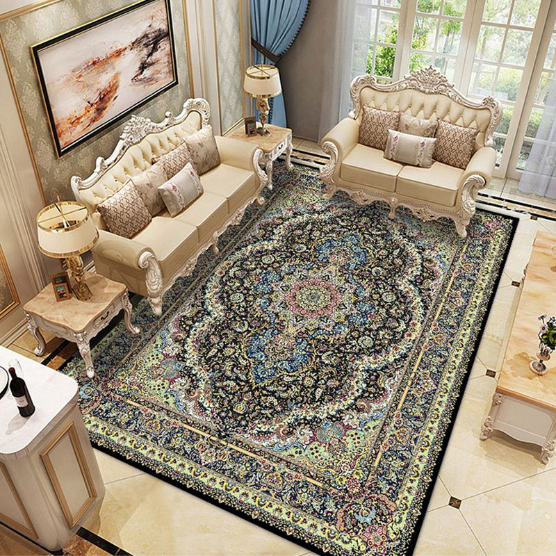 Decorative Victoria Indoor Rug Reclaimed Floral Printed Area Carpet Polyester Stain Resistant Rug for Living Room