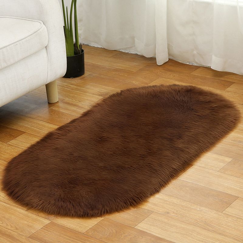 Multi Colored Plain Rug Faux Fur Minimalist Carpet Non-Slip Pet Friendly Stain Resistant Rug for Sitting Room