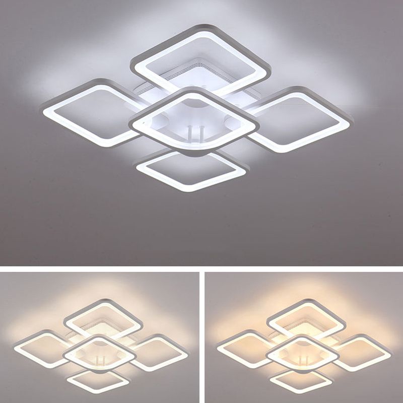 Modern Geometric Flush Ceiling Light Acrylic Flush Mount Lighting in White