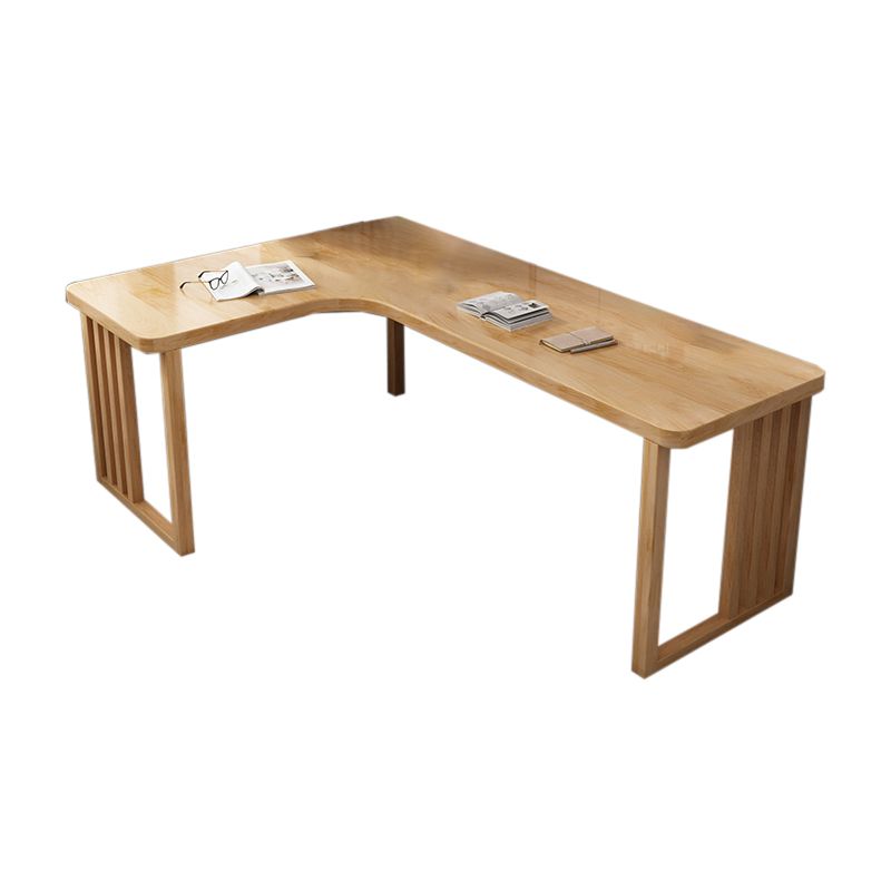 Modern Style Wooden Office Desk Natural L-shape Writing Desk for Home