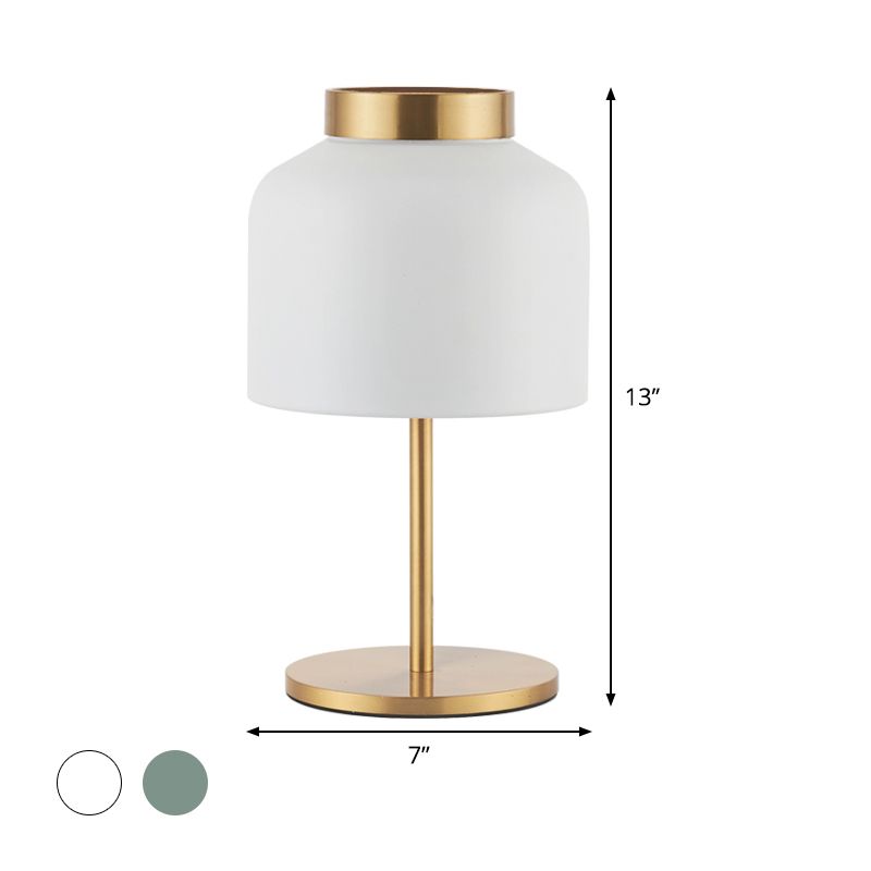 Jar Metal Night Table Light Post-Modern 1 Bulb White/Blue Nightstand Lamp for Dining Room