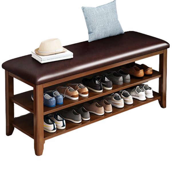 11.81 Inch Wide Seating Bench Rubberwood Bench with Shoes Storage