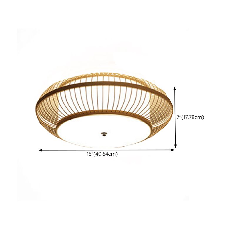 Modern Ceiling Light Weave Ceiling Mount Light with Bamboo Shade for Bedroom