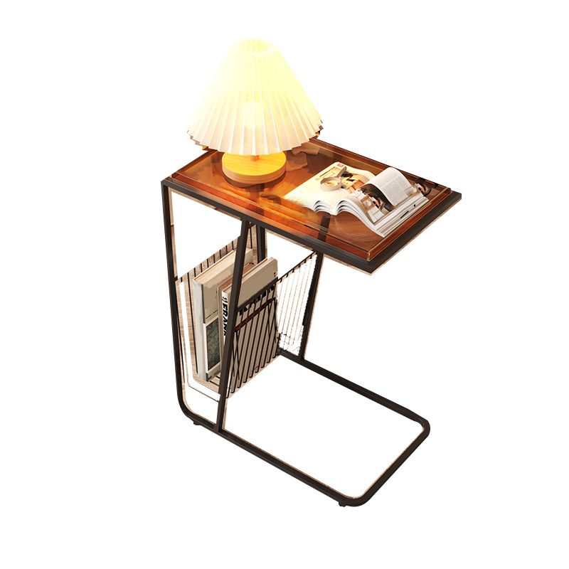 Modern Acrylic and Metal Night Table Open Storage Bedside Cabinet for Bedroom