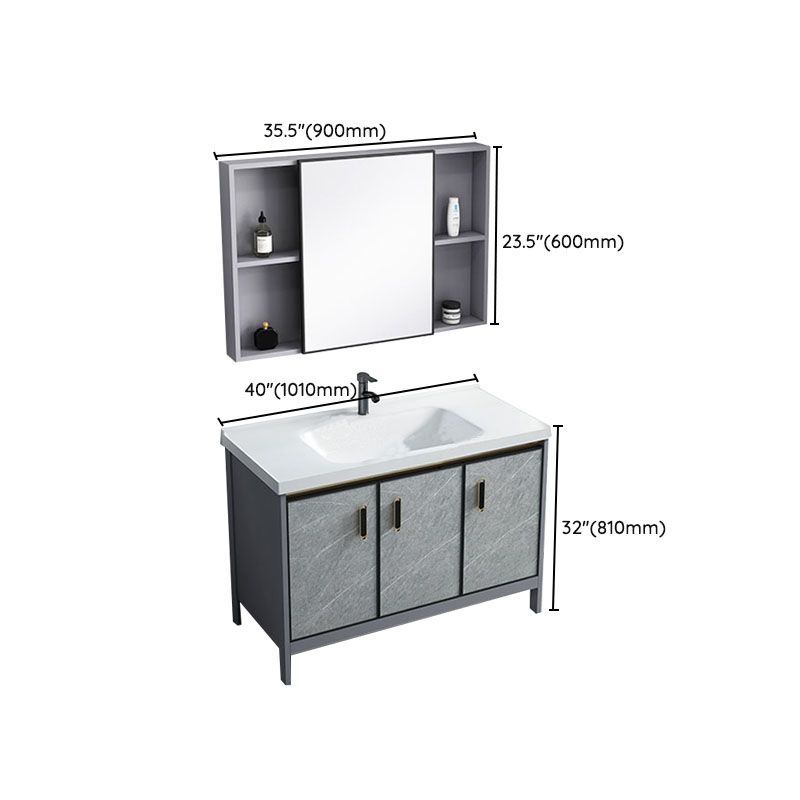 Modern Freestanding Vanity Sink Metal Bathroom Vanity Cabinet with Mirror Cabinet