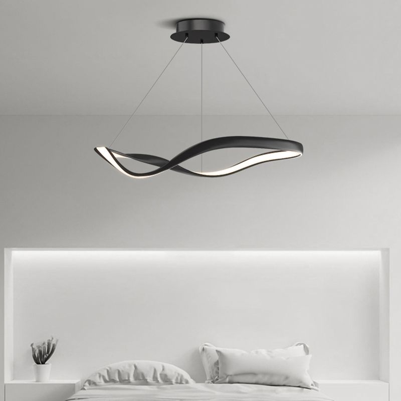 Dark Black Modern LED Kitchen Island Fixture Aluminum Modern Ceiling Pendant Lighting