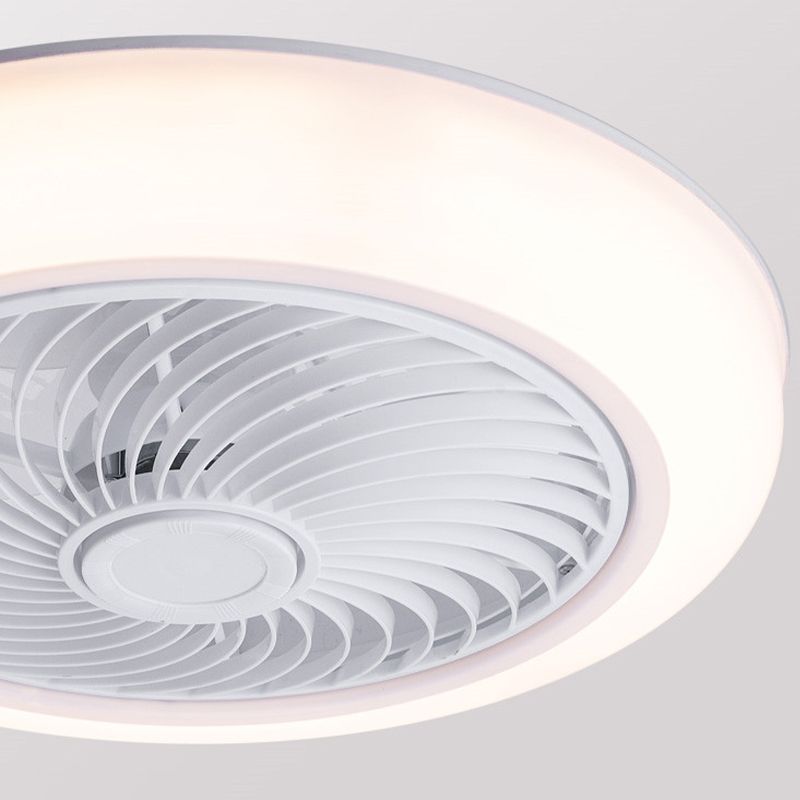 Round Fan Flush Mount Light Modern Acrylic Bedroom LED Wind Machine Semi Flush Light