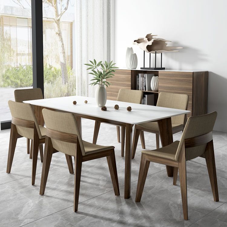 Contemporary Style Dining Chairs Dining Armless Side Chairs with Wooden Legs