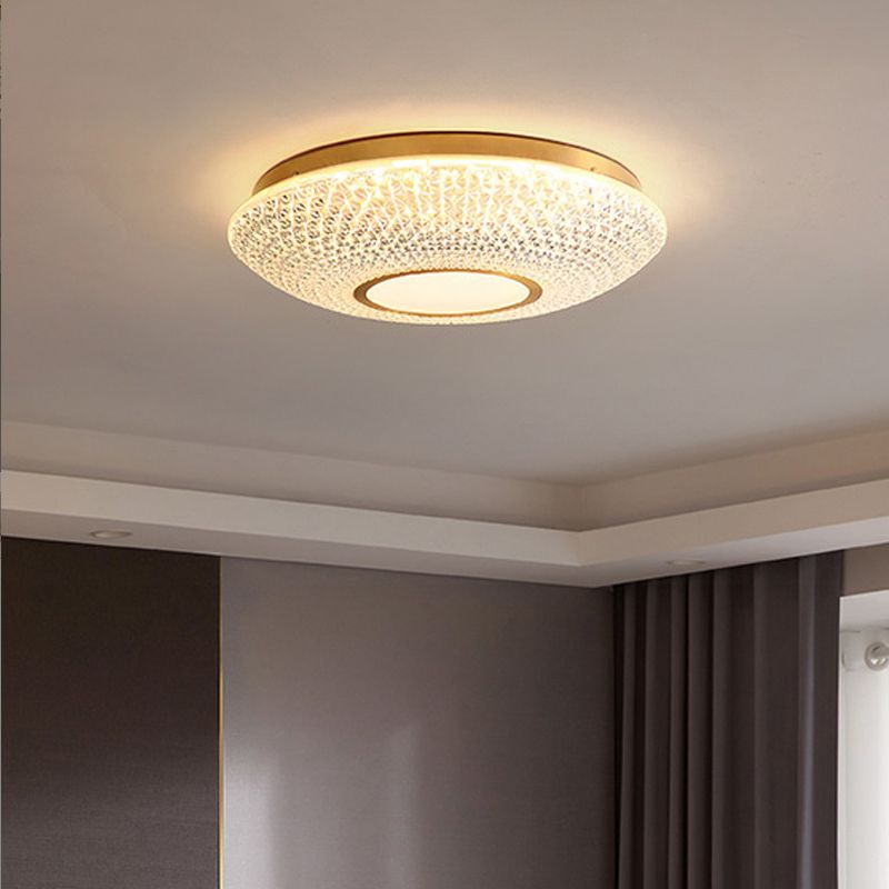 American Style Copper Ceiling Light Circle Shape Ceiling Lamp for Bedroom