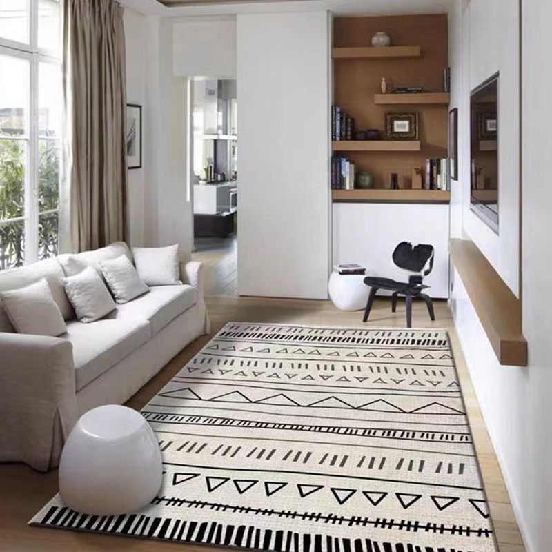 Simple Color Bohemian Rug Polyester Southwestern Print Area Rug Non-Slip Backing Carpet for Living Room