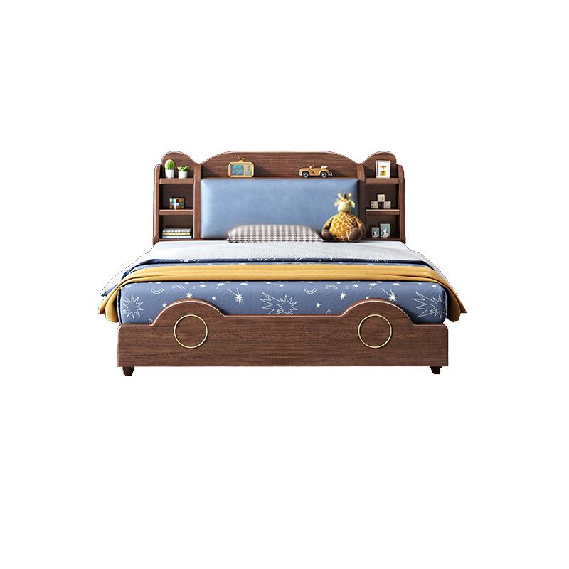 Gender Neutral Panel Bed Leather Storage Kids Bed with Headboard