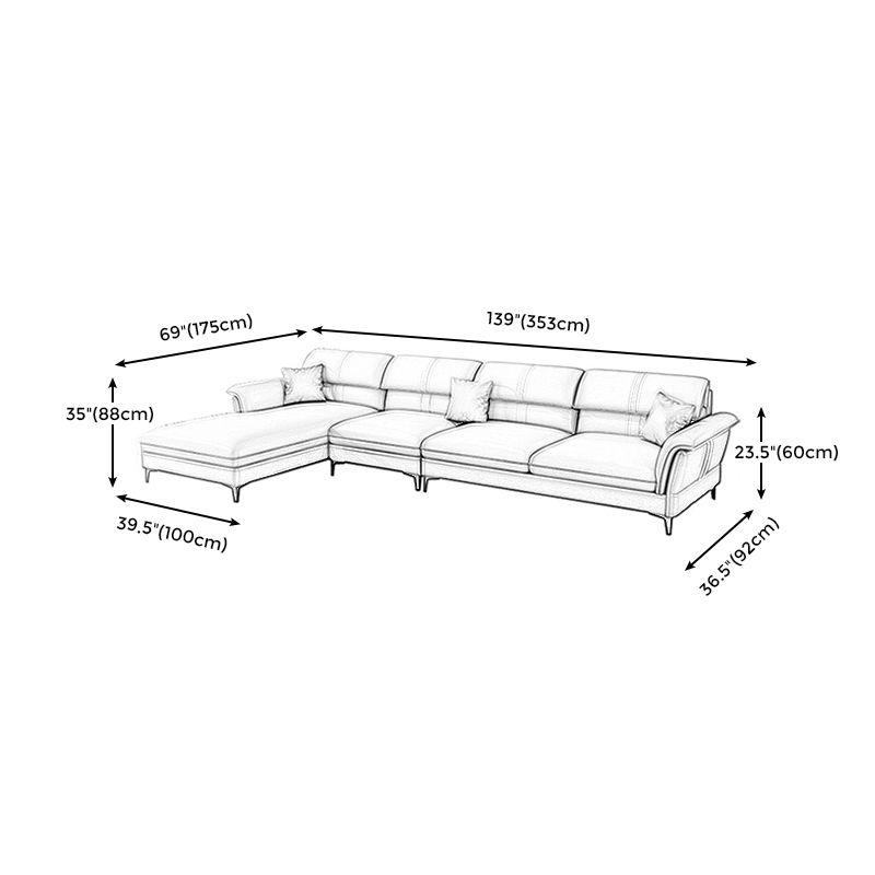 Contemporary Pillow Top Arm Sectional Sofa 34.65"H Cushion Back Sofa