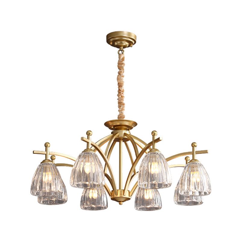 American Style Chandelier Verre Multi Light Hanging Light en or pour la chambre