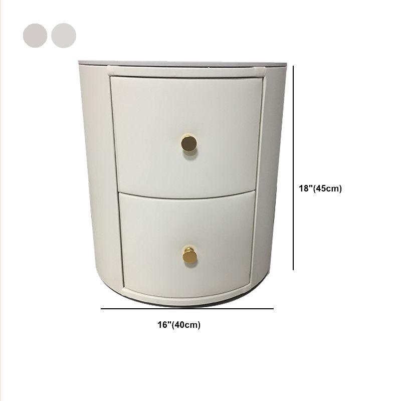 Glam Night Table Faux Leather and Genuine Marble Bedside Cabinet Drawers Included