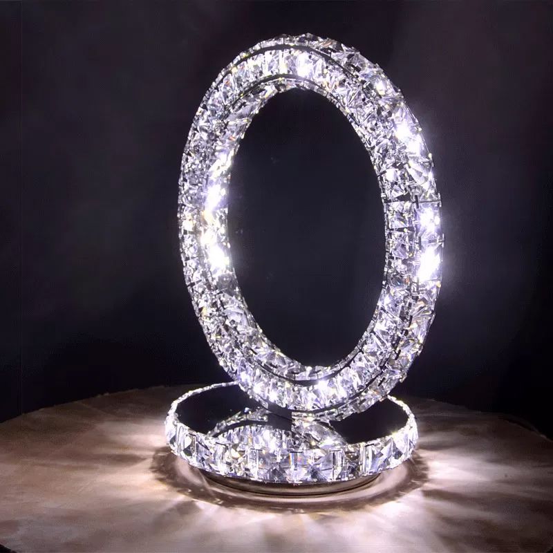 Crystal Encrusted Clear LED Night Lamp Crescent/Circle/Loving Heart Romantic Modern Table Light in Warm/White Light