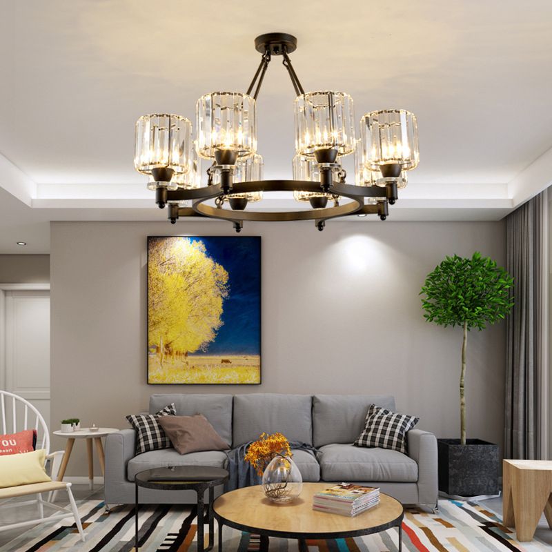 Crystal Ceiling Hung Fixtures Contemporary Circle Wheel Pendant Lighting for Living Room