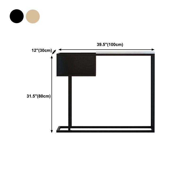 Contemporary Marble Console Table Rectangle Iron Accent Table for Hall