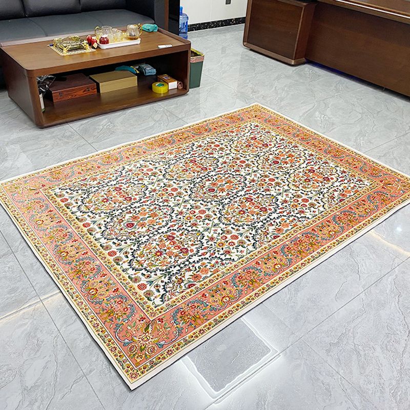 Tapis de salon brun Tapon traditionnel en polyester