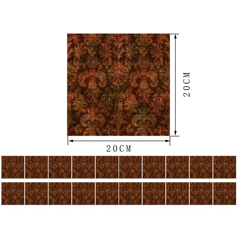 Retro Damask Pattern Wallpaper Panels Red Brown Self Sticking Wall Decor for Bedroom