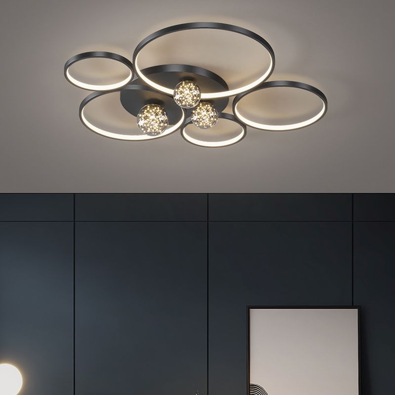 Nordic Circle Ceiling Light Metal 8 Lights Flush Mount Light for Bedroom