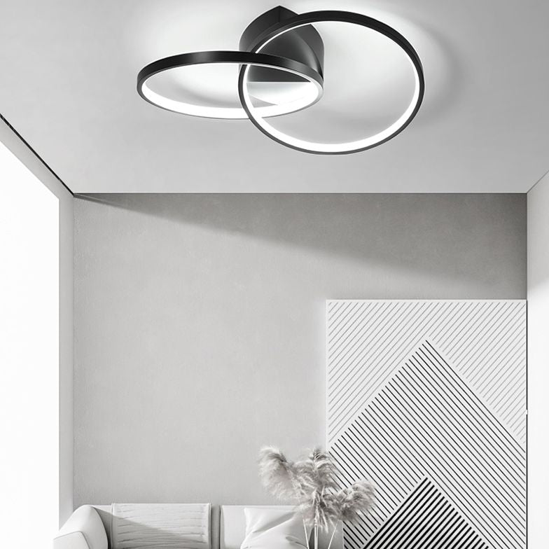 Circular Acrylique Shade LED Moup semi-flush dans le plafond intérieur en métal de style singulier moderne