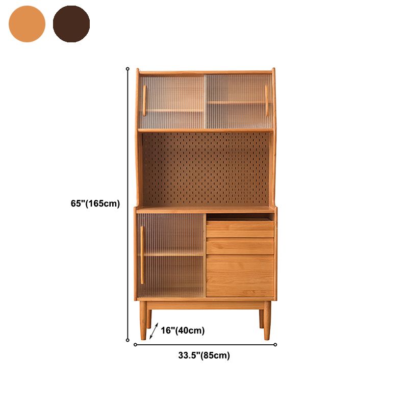 Solid Wood Storage Cabinet Glass Door Display Cabinet with Drawers