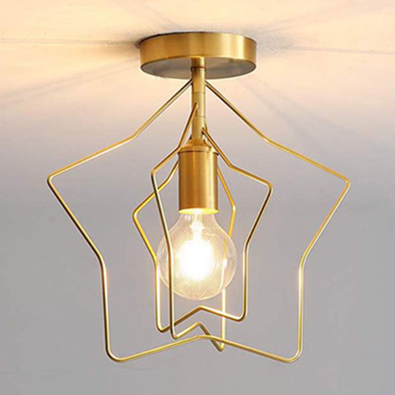 1 Light Ceiling Lamp Colonial Style Glass Ceiling Lighting for Living Room