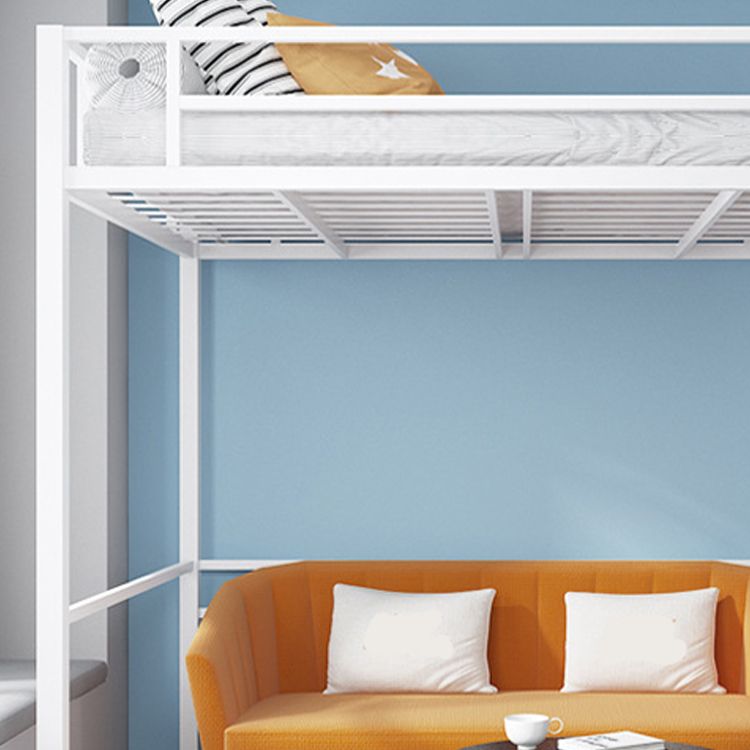 Scandinavian Headboard Loft Bed Metal High Loft with Guardrail