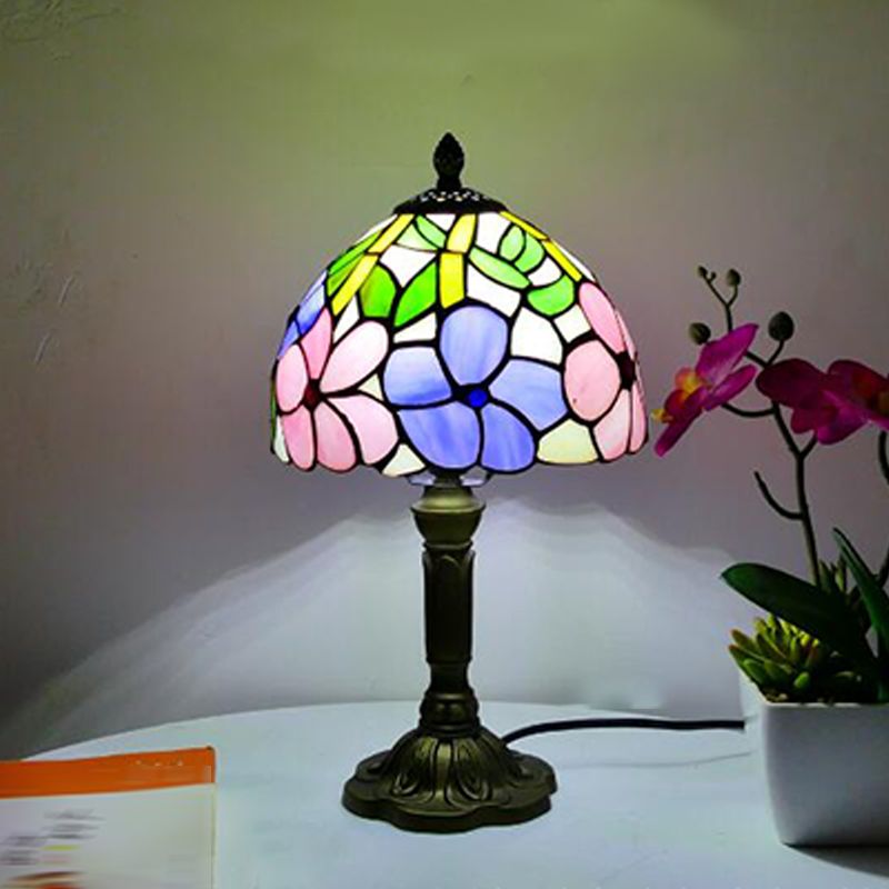 Tiffany Style Table Lamp 1-Light Desk Light with Glass Shade for Living Room