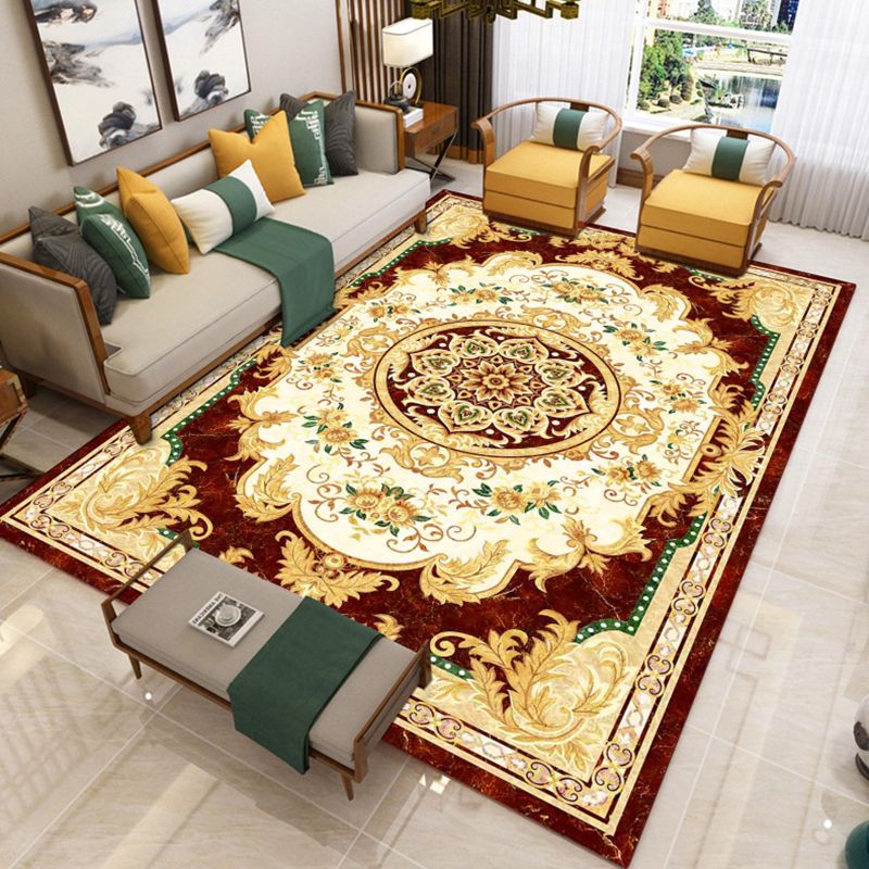 Luxury Southwestern Rug Multicolor Flower Printed Carpet Pet Friendly Easy Care Washable Rug for Parlor