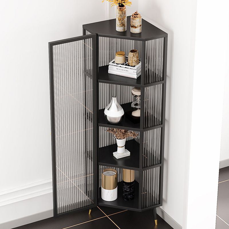 Industrial Curio Cabinet Metal Glass Doors Storage Cabinet with Legs for Living Room