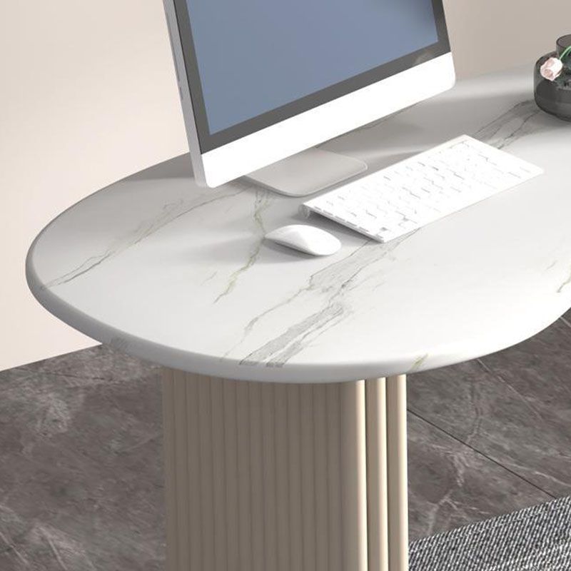 Contemporary Stone Writing Desk 29.53-inch Tall White Office Desk