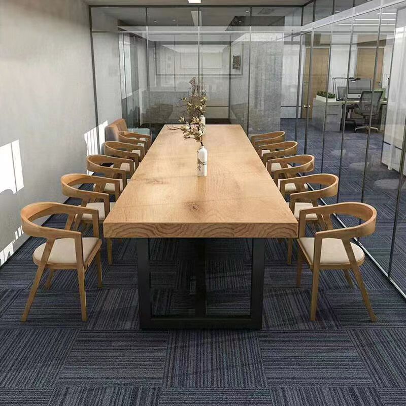 Rectangle Office Working Table Industrial Meeting Desk with Trestle Base