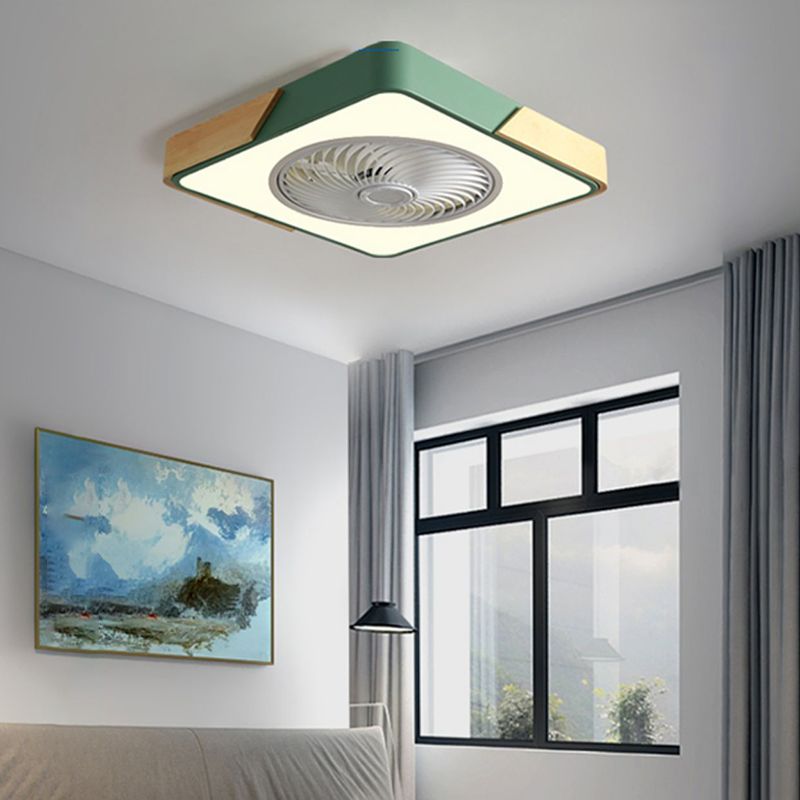 Modern Style Round Ceiling Fan Light Metal 1-Light LED Flush Light