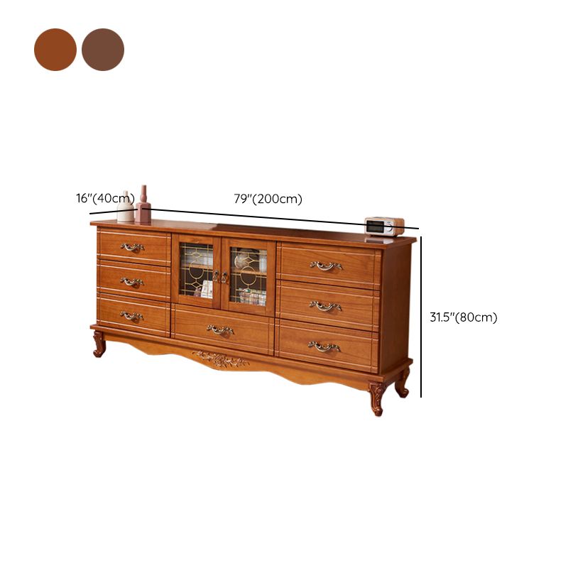 Traditional Wood TV Stand Console Enclosed Storage TV Media Stand for Living Room