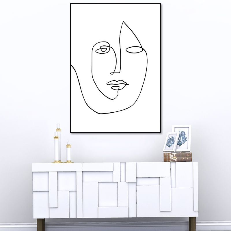 Scandinavian Style Novelty Figure Art in White Textured Wall Decor for Living Room