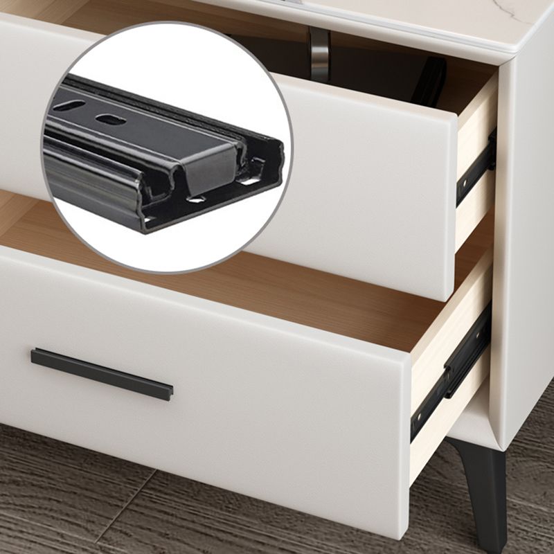 Modern Nightstand Stone Accent Table Nightstand with 2 Drawers